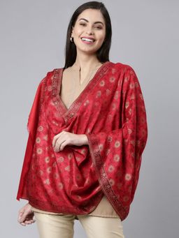 Pashmoda - Women Red Kaani Zari Shawl