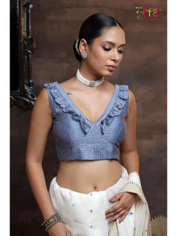 Sutra Art of Clothing - Shringarik-Grey Checks Stitched Blouse