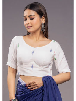 Sutra Art of Clothing - White Pallav Cotton Blouse