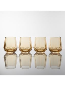 Car-O-Bar - Tipsy Whiskey Glass Diamond Cut Design 240Ml Heavy Base Glass (Pack of 4)