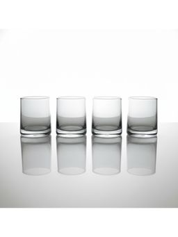Car-O-Bar - Tipsy Whiskey Glass Greyish Black Design 240Ml Heavy Base Glass (Pack of 4)
