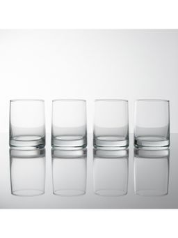 Car-O-Bar - Tipsy Whiskey Glass Crystal Clear Design 240Ml Heavy Base Glass (Pack of 4)