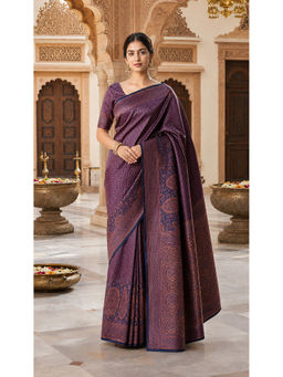 AMRUTKALA SAREES - Blue Designer Banarasi Silk Kanjivaram Saree with Unstitched Blouse
