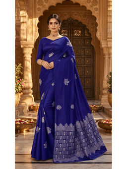 AMRUTKALA SAREES - Blue Designer Banarasi Silk Kanjivaram Saree with Unstitched Blouse