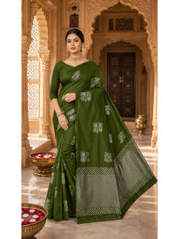 AMRUTKALA SAREES - Green Designer Banarasi Silk Kanjivaram Saree with Unstitched Blouse