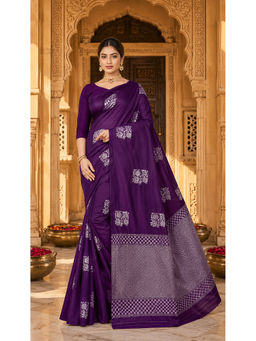 AMRUTKALA SAREES - Purple Designer Banarasi Silk Kanjivaram Saree with Unstitched Blouse
