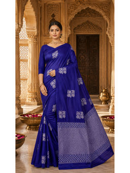AMRUTKALA SAREES - Blue Designer Banarasi Silk Kanjivaram Saree with Unstitched Blouse