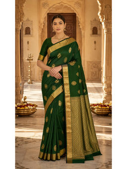 AMRUTKALA SAREES - Green Designer Banarasi Silk Kanjivaram Saree with Unstitched Blouse