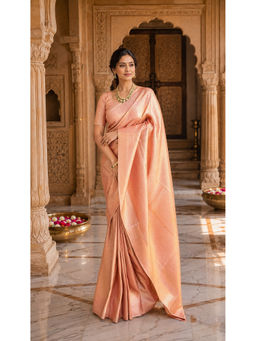 AMRUTKALA SAREES - Pink Designer Banarasi Silk Kanjivaram Saree with Unstitched Blouse