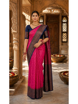 AMRUTKALA SAREES - Pink Designer Banarasi Silk Kanjivaram Saree with Unstitched Blouse