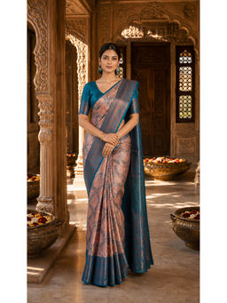 AMRUTKALA SAREES - Pink Designer Banarasi Silk Kanjivaram Saree with Unstitched Blouse