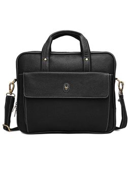 WILDHORN - Leather Black Laptop Messenger Bag for Men