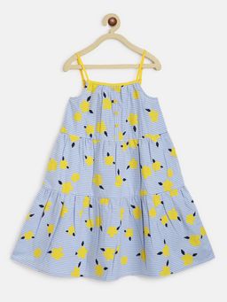 Campana - Girls Myra Midi Dress Floral Striped Print Blue