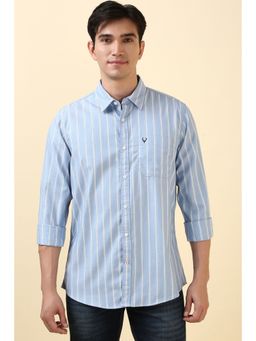 Allen Solly - Men Light Blue Regular Fit Stripes Full Sleeves Shirt