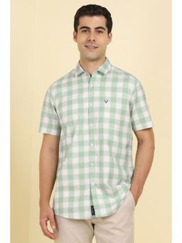 Allen Solly - Men Green Checks Half Sleeves Shirt