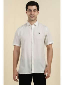 Allen Solly - Men Off White Solid Half Sleeves Shirt