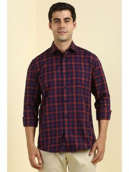 Allen Solly - Men Navy Blue Checks Full Sleeves Shirt