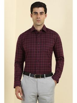 Allen Solly - Men Maroon Checks Full Sleeves Shirt
