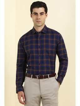 Allen Solly - Men Navy Blue Checks Full Sleeves Shirt