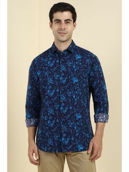 Allen Solly - Men Navy Blue Floral Print Full Sleeves Shirt
