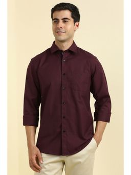 Allen Solly - Men Maroon Solid Full Sleeves Shirt