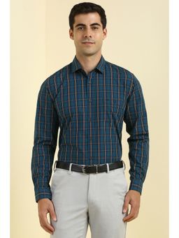 Allen Solly - Men Navy Blue Checks Full Sleeves Shirt