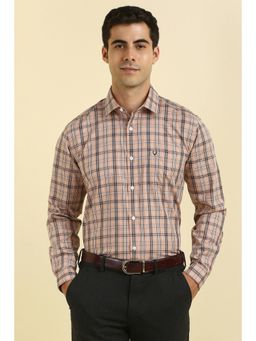 Allen Solly - Men Beige Checks Full Sleeves Shirt