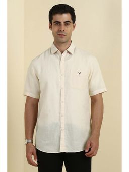 Allen Solly - Men Cream Solid Half Sleeves Shirt