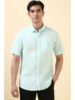 Allen Solly - Men Green Slim Fit Solid Half Sleeves Shirt
