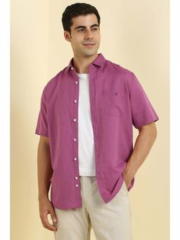 Allen Solly - Men Pink Solid Half Sleeves Shirt