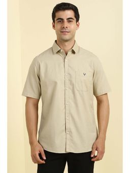 Allen Solly - Men Beige Solid Half Sleeves Shirt