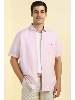 Allen Solly - Men Pink Solid Half Sleeves Shirt