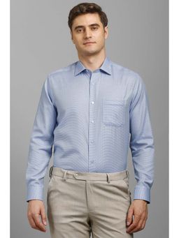 Louis Philippe - Men Light Blue Textured Full Sleeves Shirt