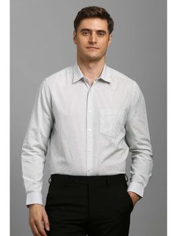 Louis Philippe - Men White Stripes Full Sleeves Shirt