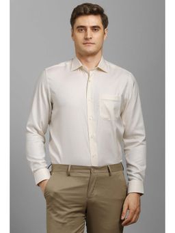 Louis Philippe - Men Beige Textured Full Sleeves Shirt