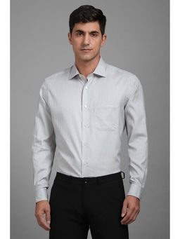 Louis Philippe - Men Grey Regular Fit Textured Full Sleeves Shirt