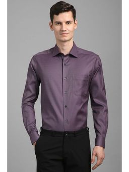 Louis Philippe - Men Purple Regular Fit Textured Full Sleeves Shirt