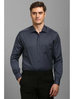 Louis Philippe - Men Grey Solid Full Sleeves Shirt