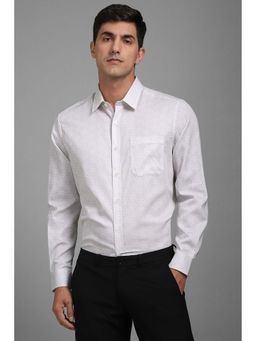 Louis Philippe - Men Off White Regular Fit Print Full Sleeves Shirt