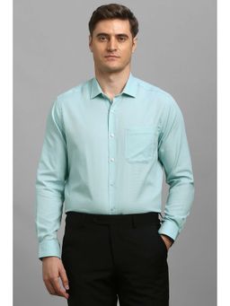 Louis Philippe - Men Sea Blue Textured Full Sleeves Shirt