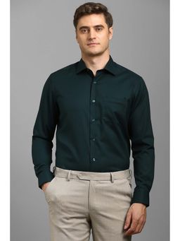 Louis Philippe - Men Green Solid Full Sleeves Shirt