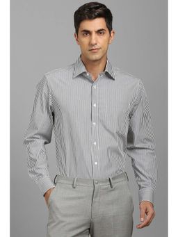 Louis Philippe - Men Grey Stripes Full Sleeves Shirt