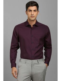 Louis Philippe - Men Wine Solid Full Sleeves Shirt