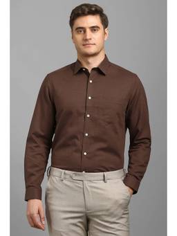 Louis Philippe - Men Brown Solid Full Sleeves Shirt