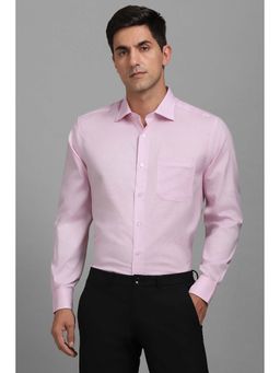 Louis Philippe - Men Pink Regular Fit Textured Full Sleeves Shirt