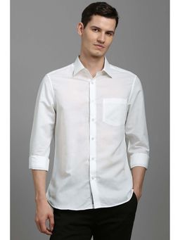 Louis Philippe - Men Off White Solid Full Sleeves Shirt