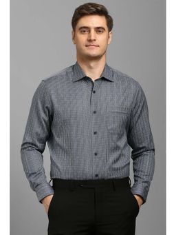 Louis Philippe - Men Grey Textured Full Sleeves Shirt