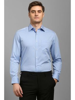Louis Philippe - Men Blue Stripes Full Sleeves Shirt