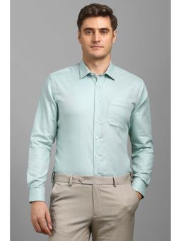 Louis Philippe - Men Sea Green Textured Full Sleeves Shirt