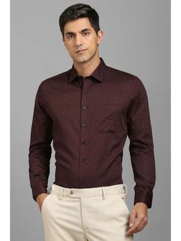 Louis Philippe - Men Maroon Print Full Sleeves Shirt